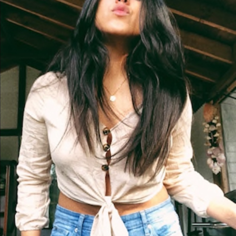 SALE Dark Blue Button Up Summer Top - Picture 5 of 8